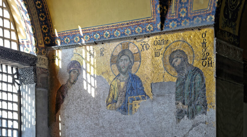 Christ, The Deesis Mosaic (12th century) in The Hagia Sophia church, Istanbul, Turkey