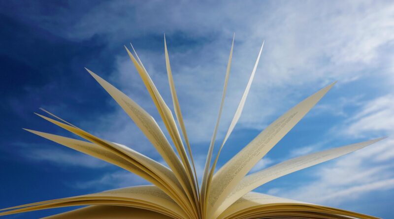 open book with blue sky